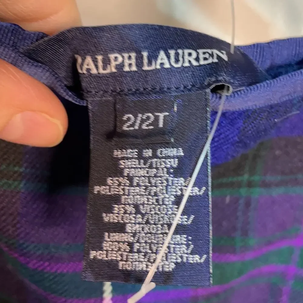 Ralph Lauren 2t purple black plaid ruffled skirt